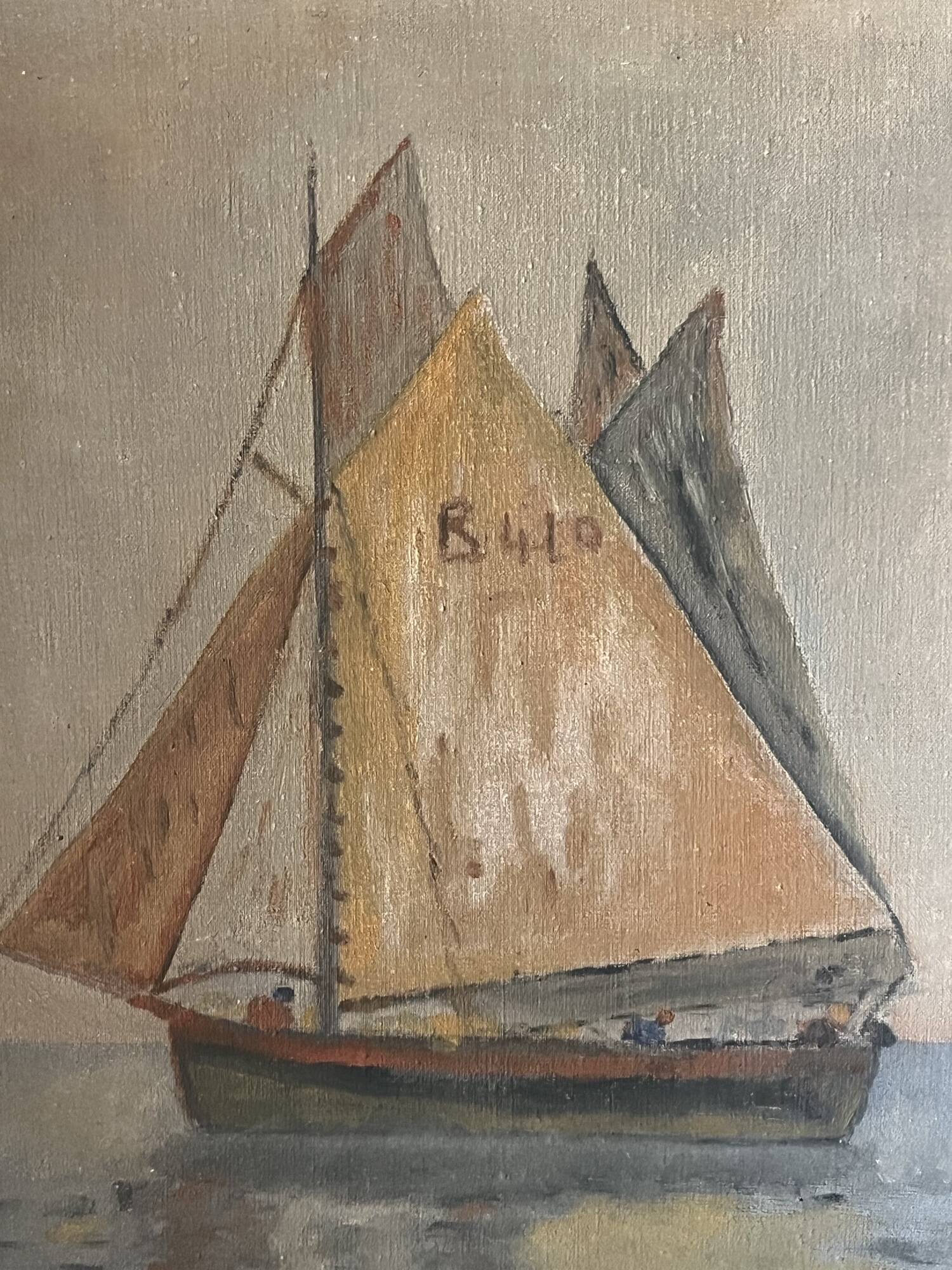 Huile sur toile bateau de pêcheurs