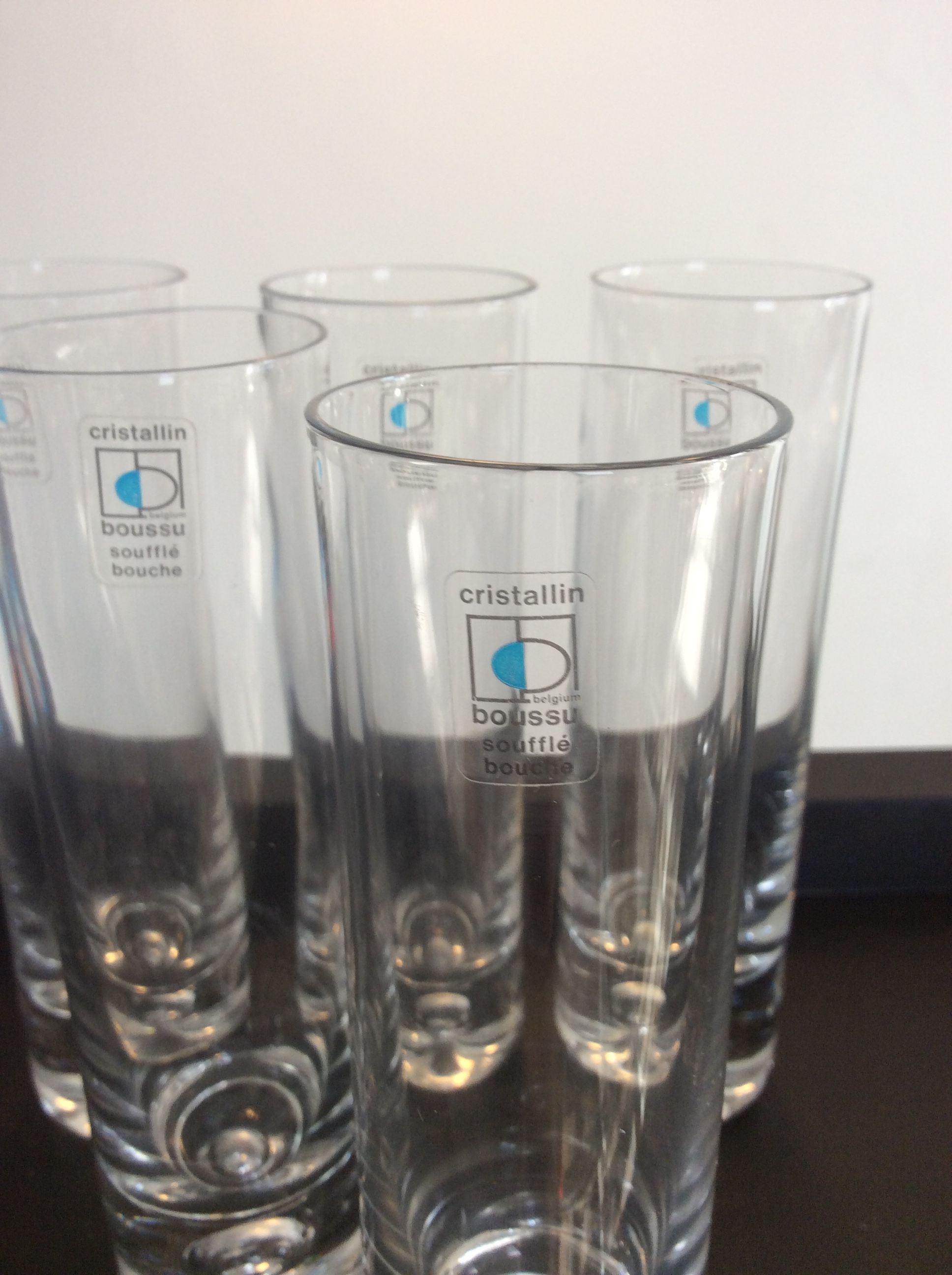 Series of 5 vintage Boussu critallin 70s glasses