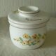 Earthenware water butter dish with vintage Italian floral decor