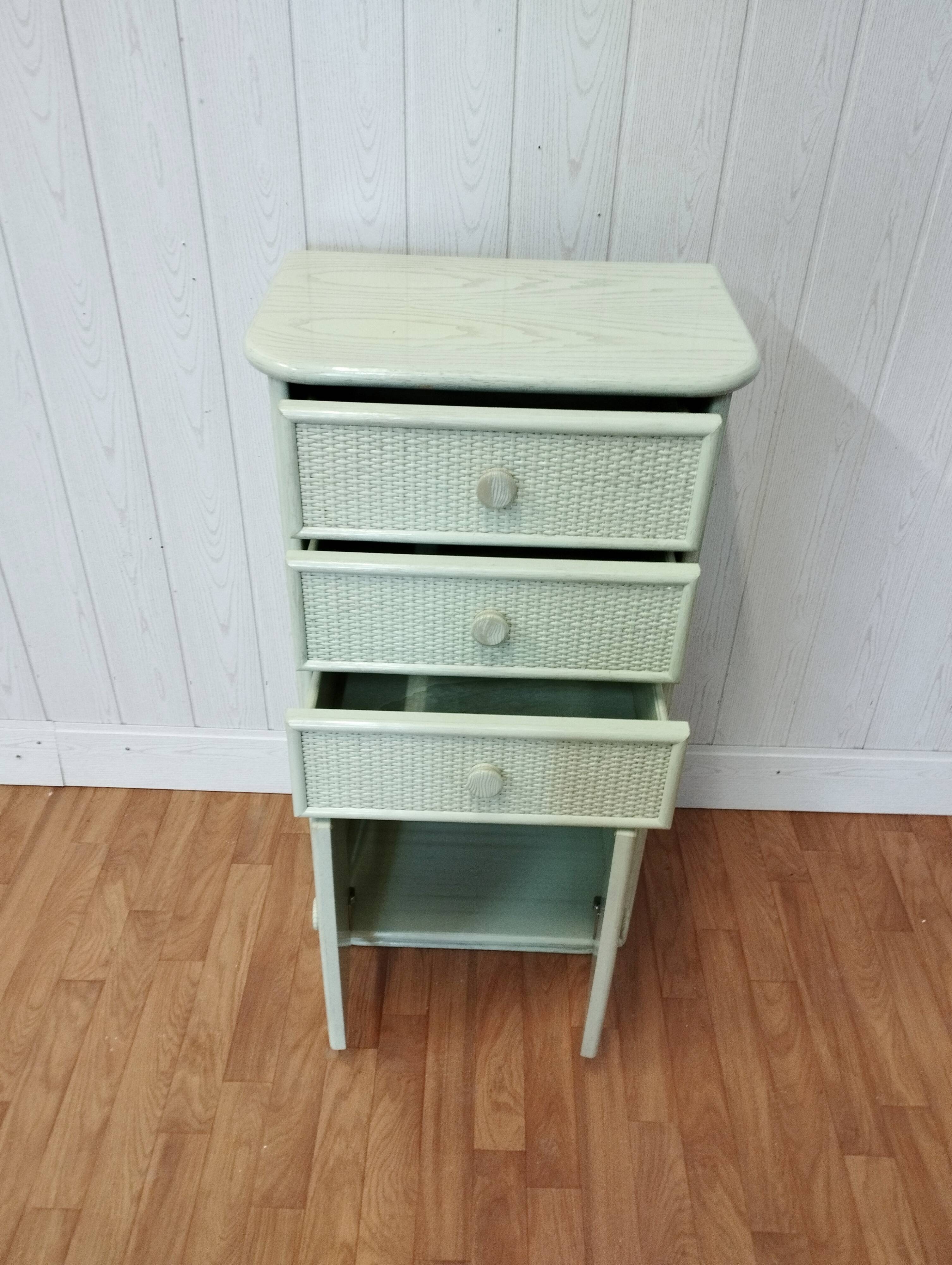 Vintage rattan and solid wood ragpicker
