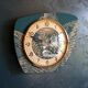 Vintage clock asymmetrical silent wall pendulum "Golden Green"