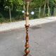 Art Deco floor lamp in solid wood and gilded brass