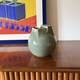 Mid-century Modern green spherical gres vase, Franco Bucci Italy ca. 1970