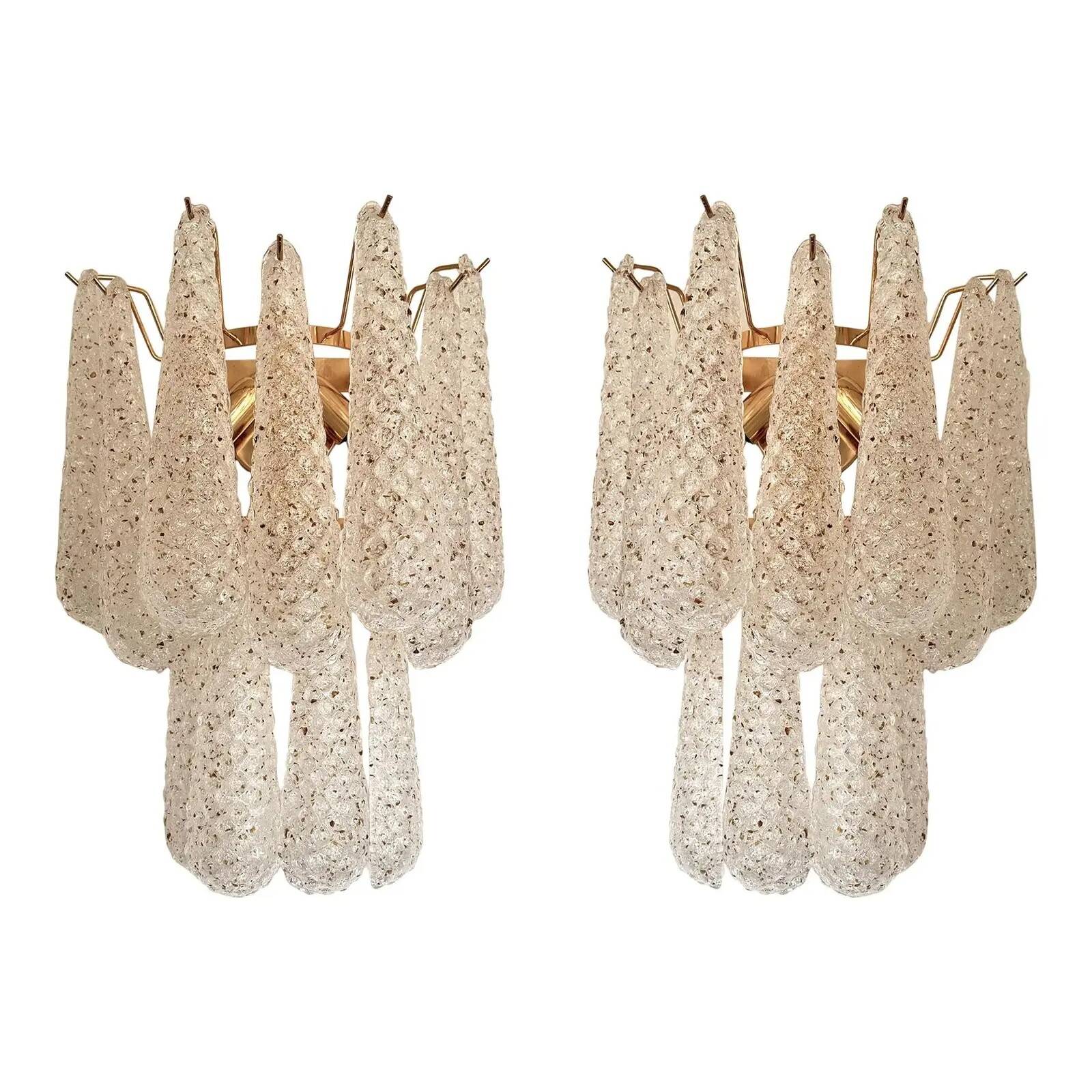 Paire d'appliques en verre de Murano doré par Simoeng