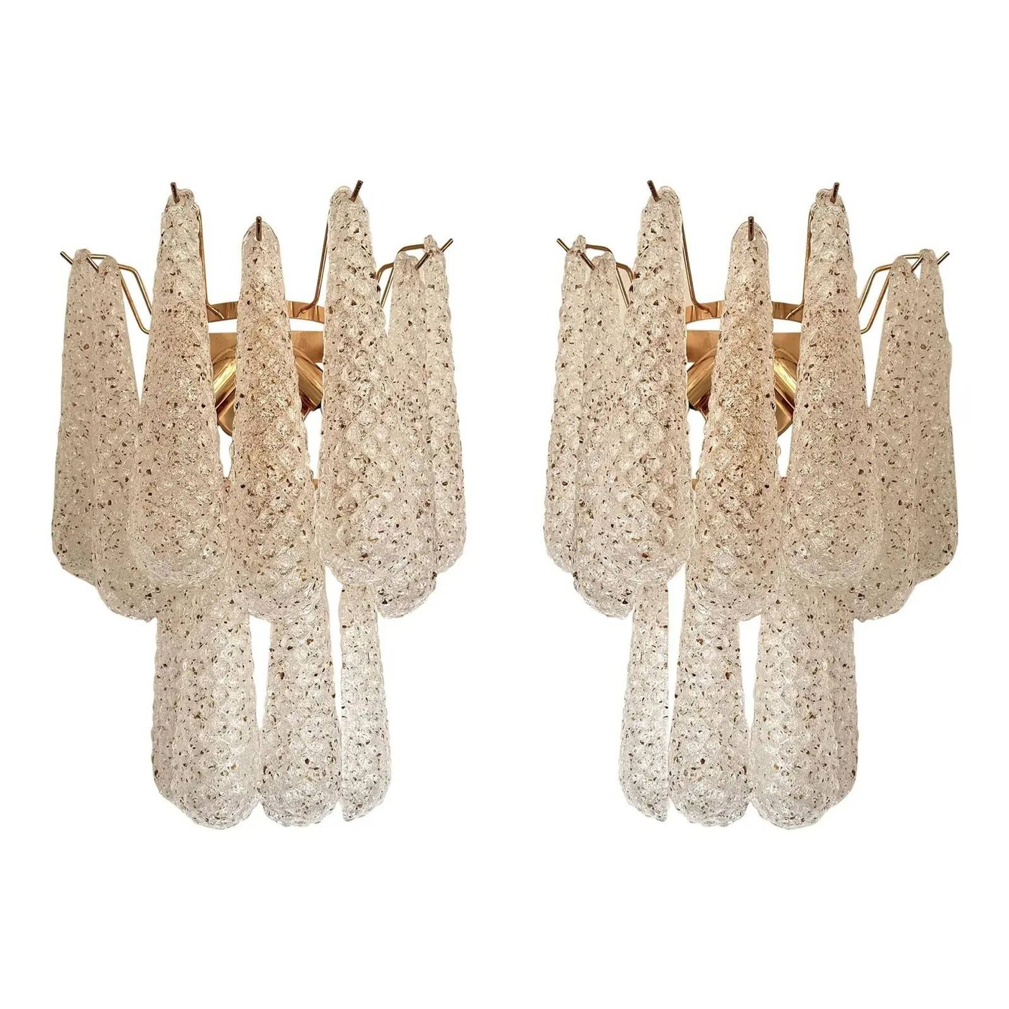 Paire d'appliques en verre de Murano doré par Simoeng