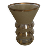 Frosted glass vase with a champagne finish and gold trim Art Deco