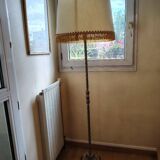 Large vintage floor lamp with fringed shade - retro chic style