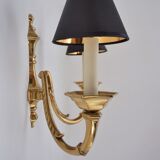 Pair brass wall lights sconces, twin arm, Neoclassical, 1950`s ca, English