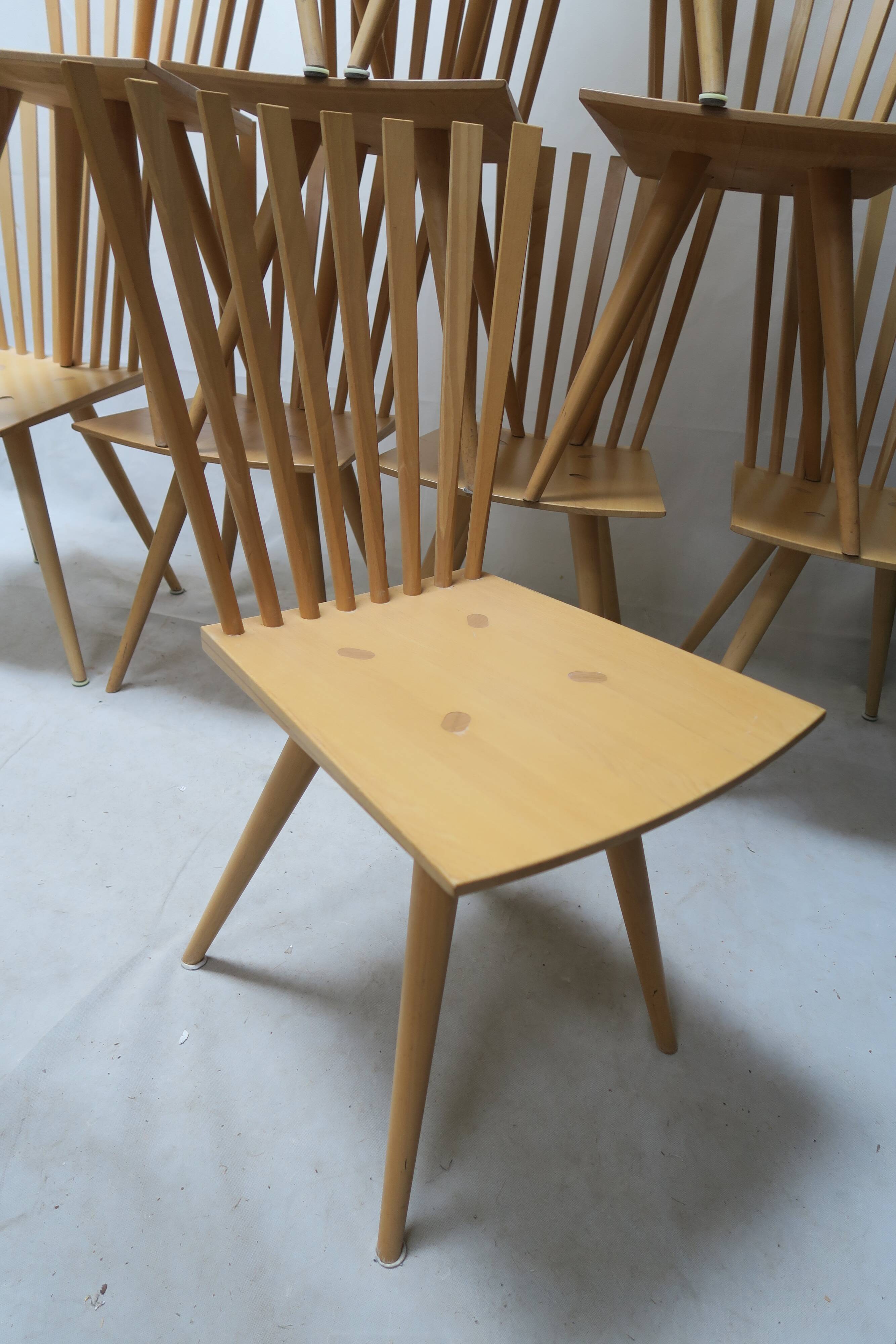 Mikado Chairs by Johannes Foersom and Peter Hiort-Lorenzen for Fredericia, 1990s, Set of 10