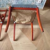 Rare - Set of 4 Louis Philippe/restoration style chairs with medallion - Blue / cherry color