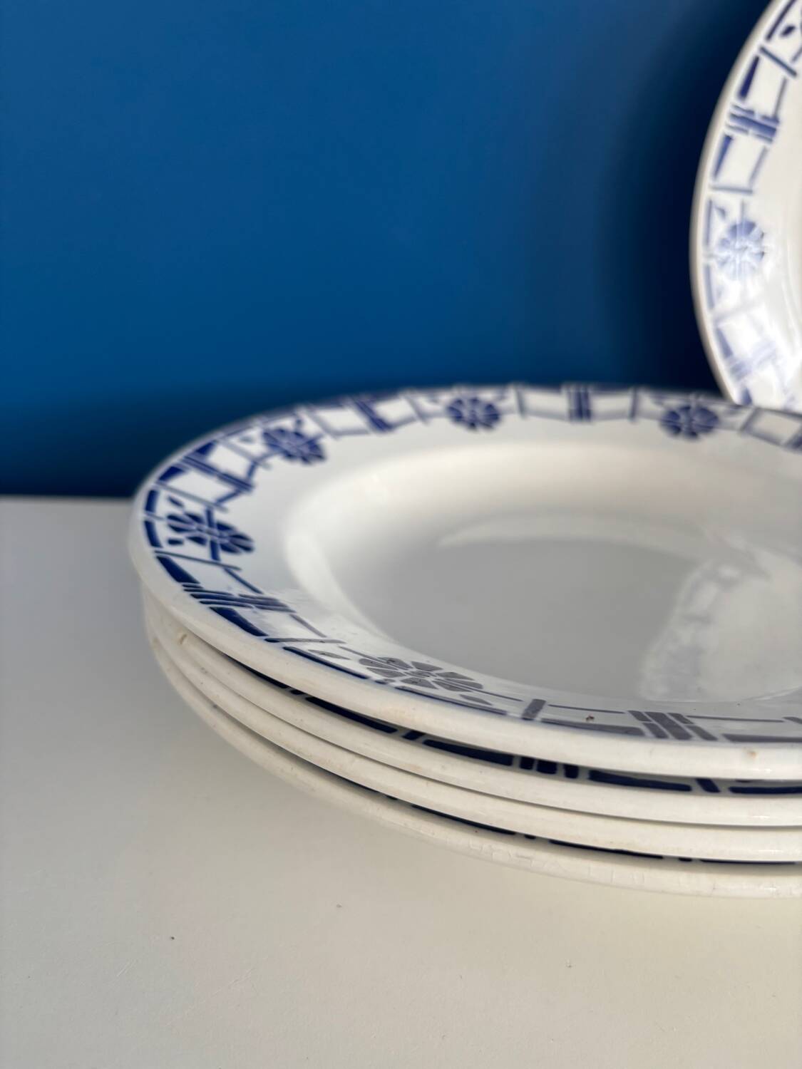 Set of 5 old earthenware plates Céranord St Amand - Made in France