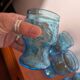 Set of four blue glasses with fruit decoration – 1970s
