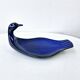 Vintage Plate Duck Foie Gras Blue Stoneware from Berry, France 25.5x15cm