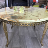 Marble and brass side coffee table
