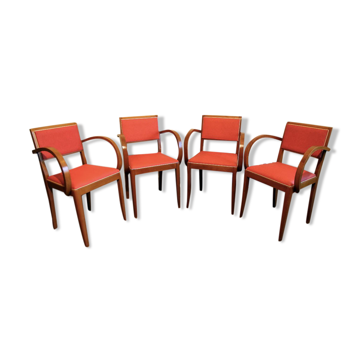 Suite of four vintage rockabilly bridge armchairs