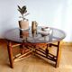 Vintage rattan and smoked glass coffee table from the 1970s