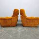 Pair of Italian Space Age Lounge Chairs, Orange Upholstery, 1970s
