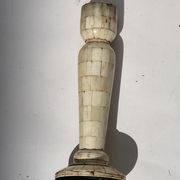 Grand tour bone inlay candle holders, candle sticks and obelisk, ca 1895 France