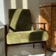 1970s green velvet armchair