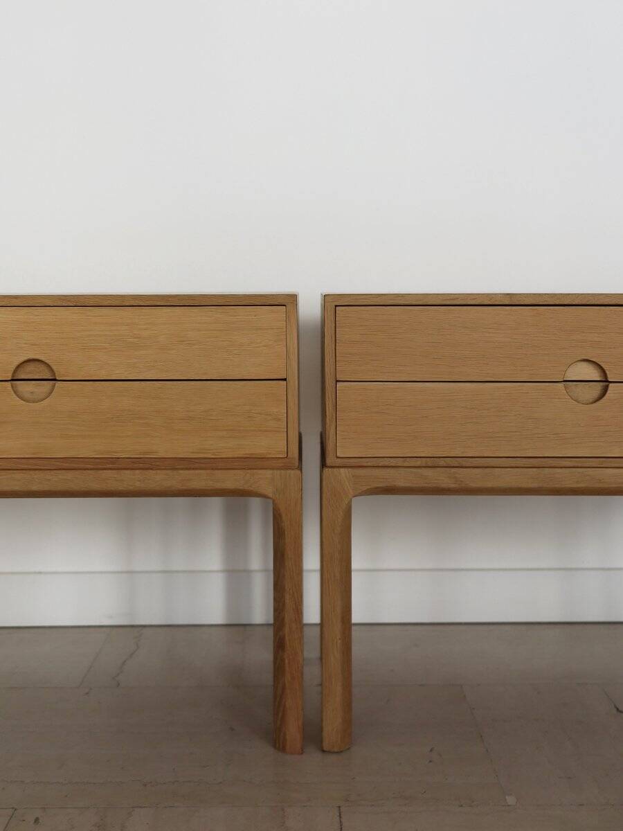 Scandinavian Nightstands in Oak by Kai Kristiansen for Aksel Kjersgaard, 1960s, Set of 2