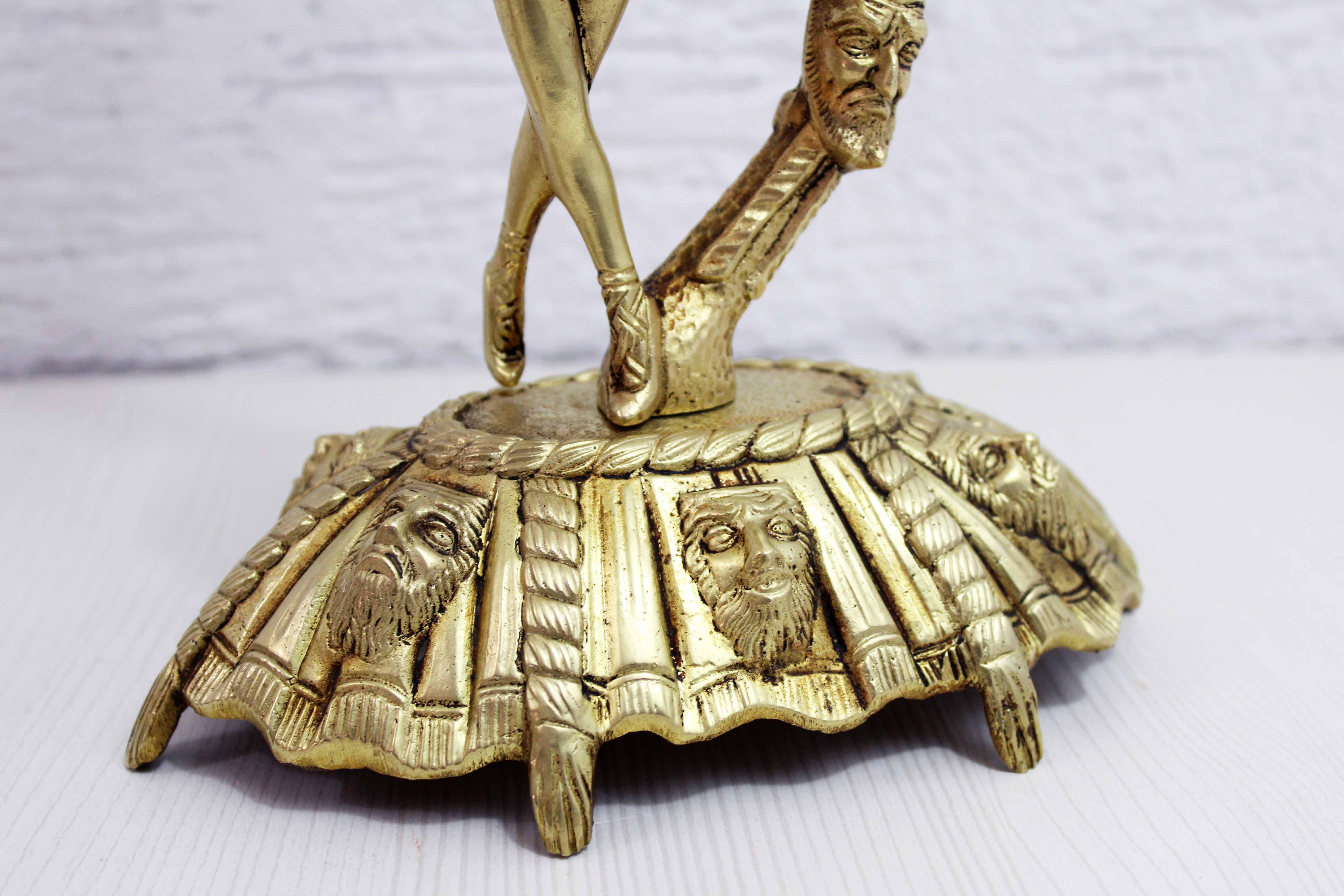 Pair of Commedia Dell Arte lamps in bronze and XXth glass