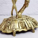 Pair of Commedia Dell Arte lamps in bronze and XXth glass