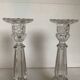 Paire de bougeoirs en cristal Val Saint Lambert décor pointes de diamant