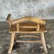 Small brutalist bench with backrest and armrests in Asian blonde teak H67 L6