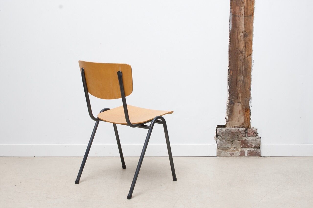 Vintage stackable chair eromes F4 beech anthracite