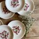 Set of 8 vintage flat plates model Liserons roses de Gien