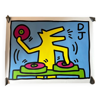 Affiche Keith Haring DJ streetart 80s design Starck Sotssass