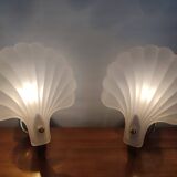 Vintage frosted glass shell wall sconces