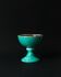 Cup on a pedestal or chalice in cloudy lagoon green glazed terracotta