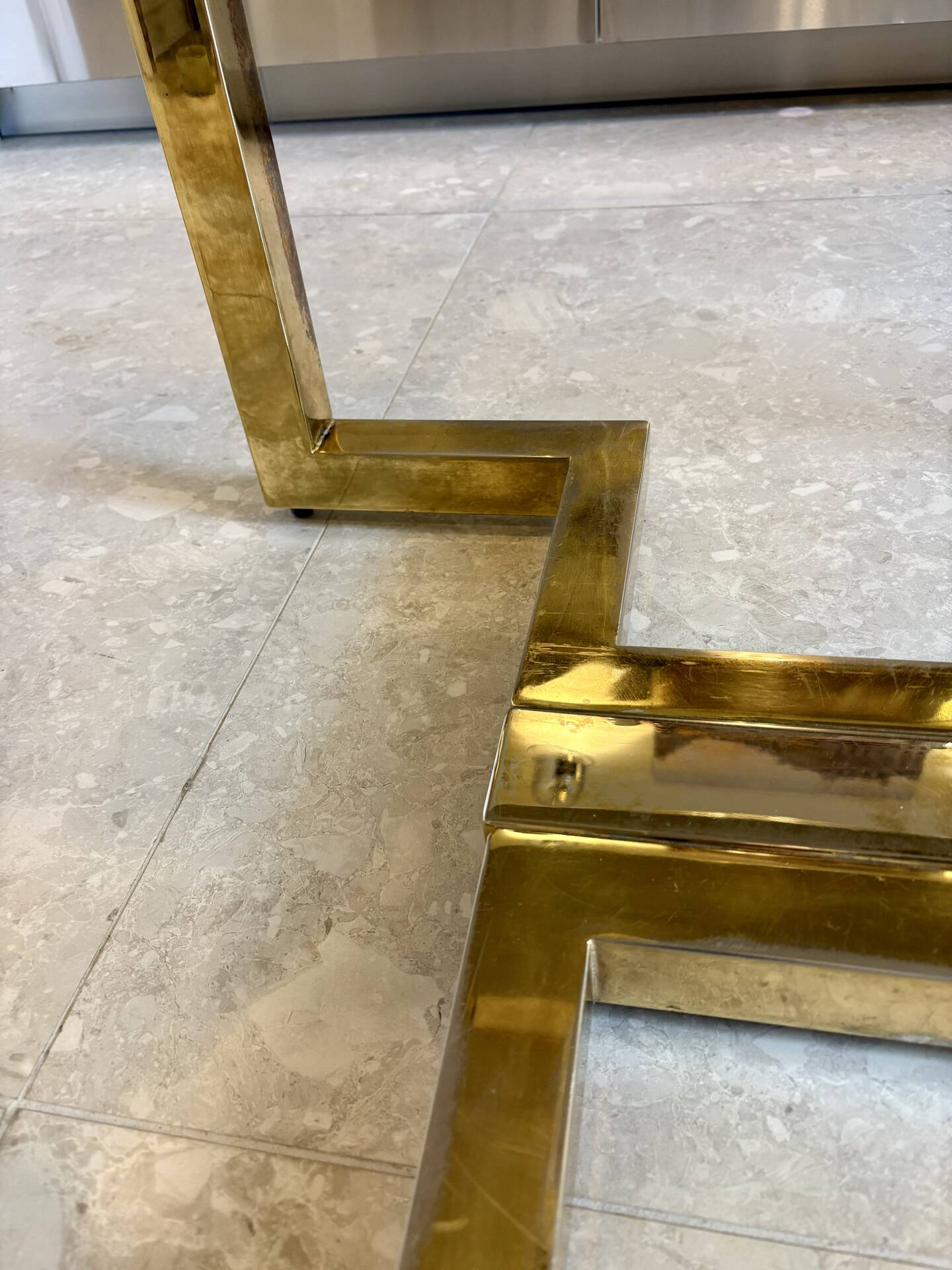 Belgo dining table chrome 1970s smoked glass