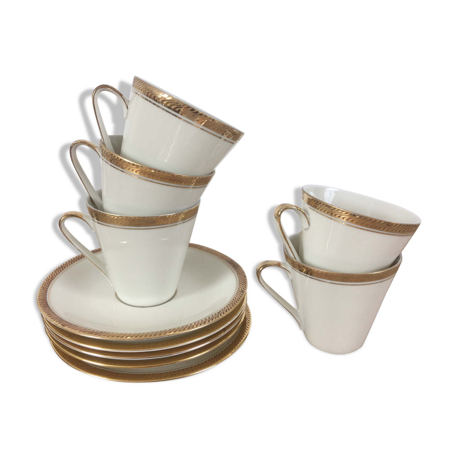 White & gold porcelain coffee cups
