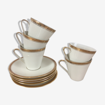 White & gold porcelain coffee cups