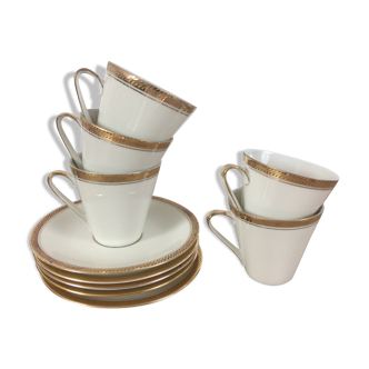Tasses à café en porcelaine blanche & dorée