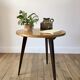 Tripod coffee table in wood and two-tone marquetry Scandinavian design 50s-60s
