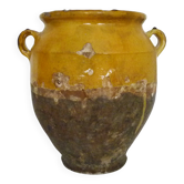 Magnificent glazed yellow confit pot, south-west of France. 19th century.