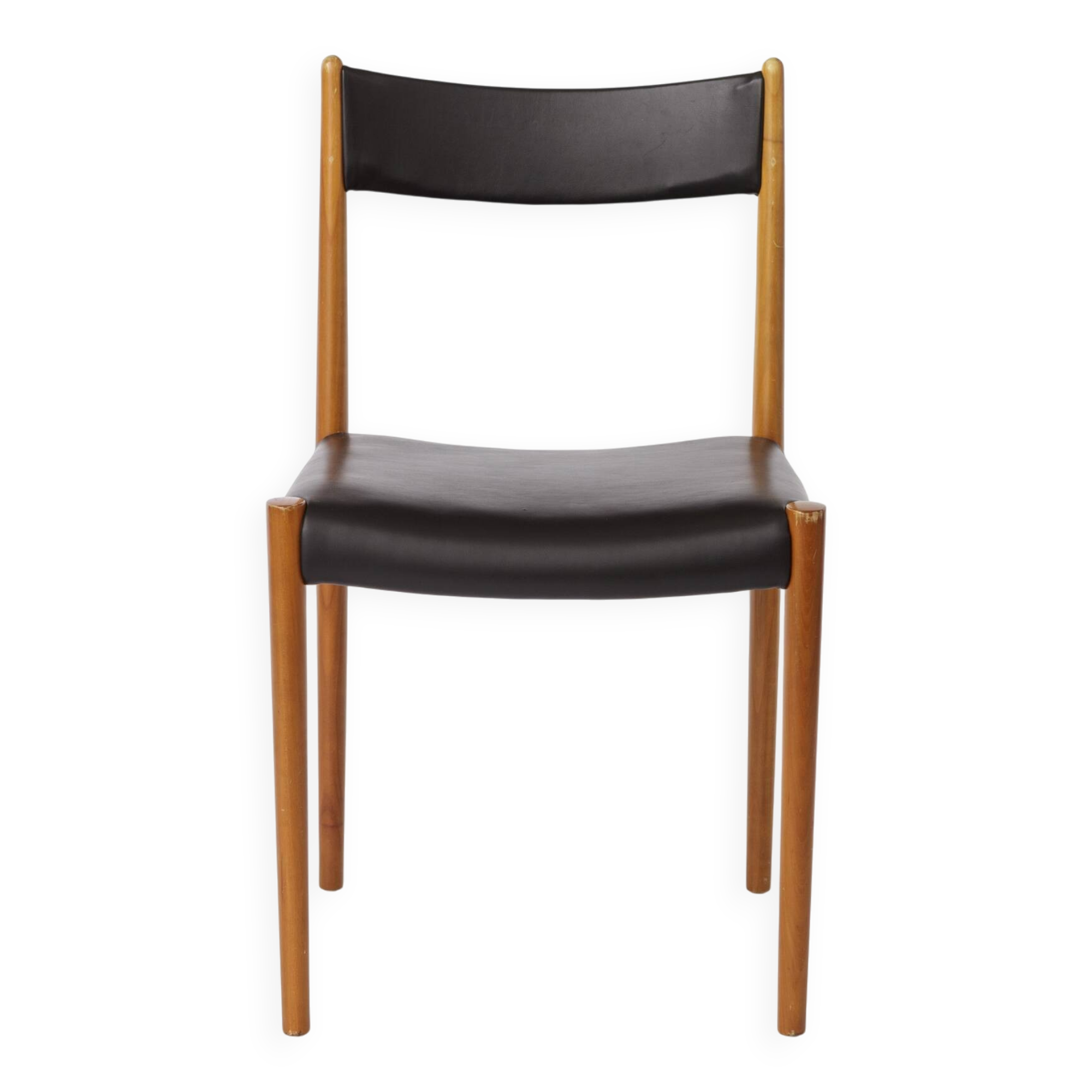 1 of 6 Vintage German Dining Chair by Lübke, 1970s, Beech Wood & Faux Leath