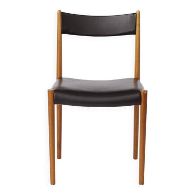 1 de 6 chaise de salle à manger vintage allemande par Lübke, années 1970, bois de hêtre et simili cuir
