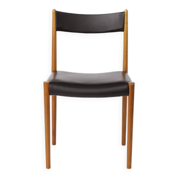 1 of 6 Vintage German Dining Chair by Lübke, 1970s, Beech Wood & Faux Leath