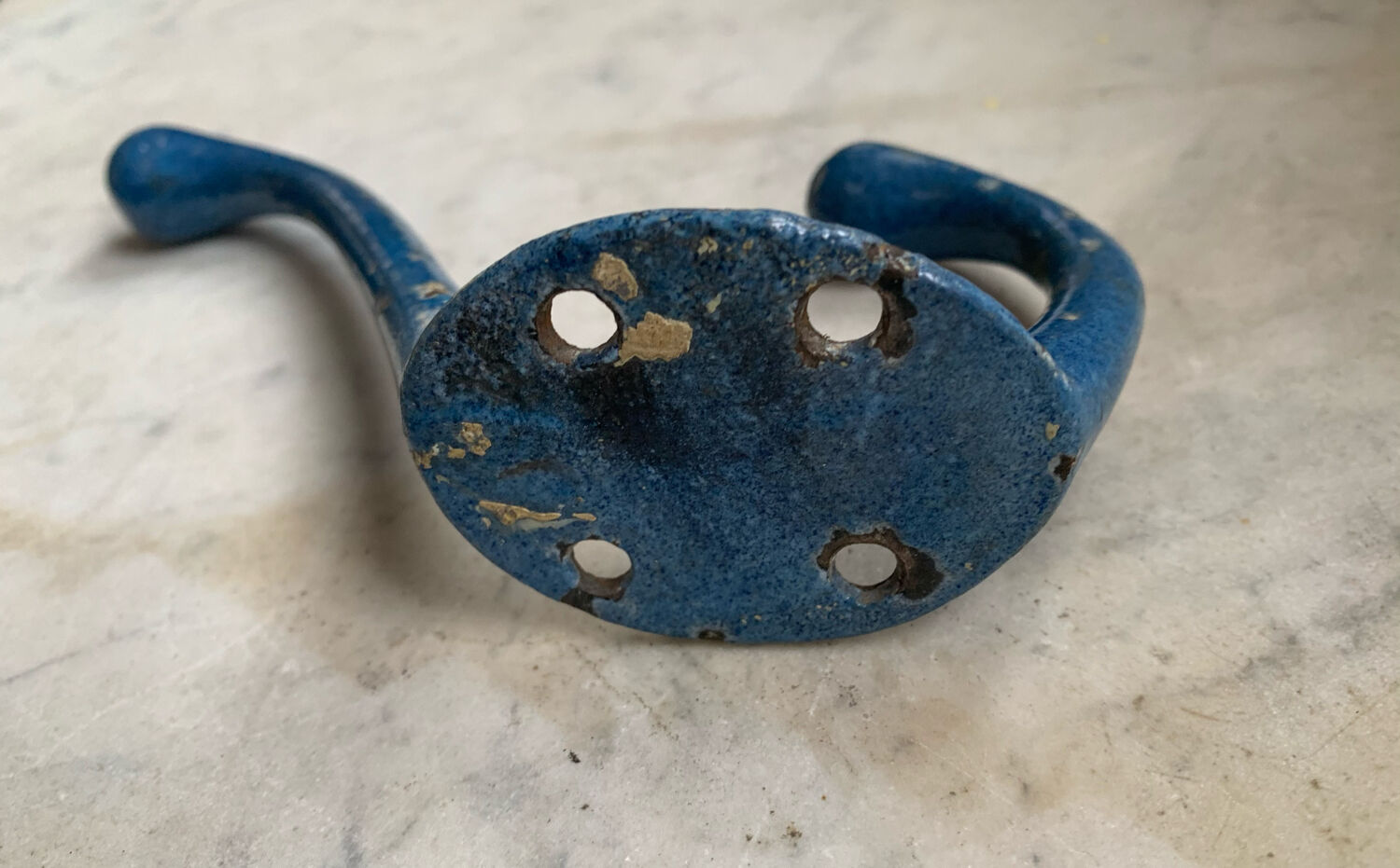Blue enamelled cast iron hook
