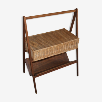 Sewing basket rattan and wood