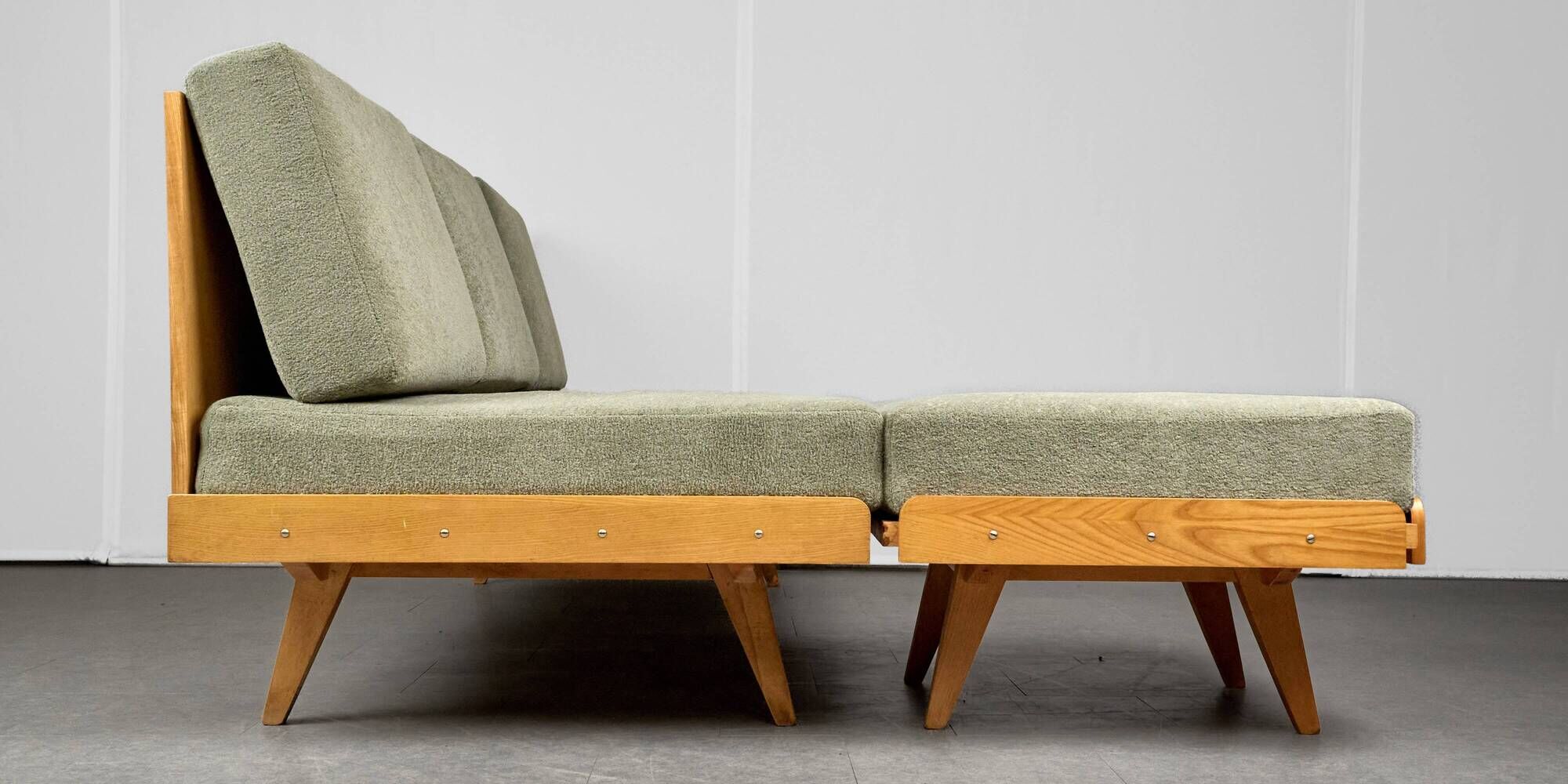 Vintage Corner Sofa Bed with Ottoman, 1960s, Czechoslovakia