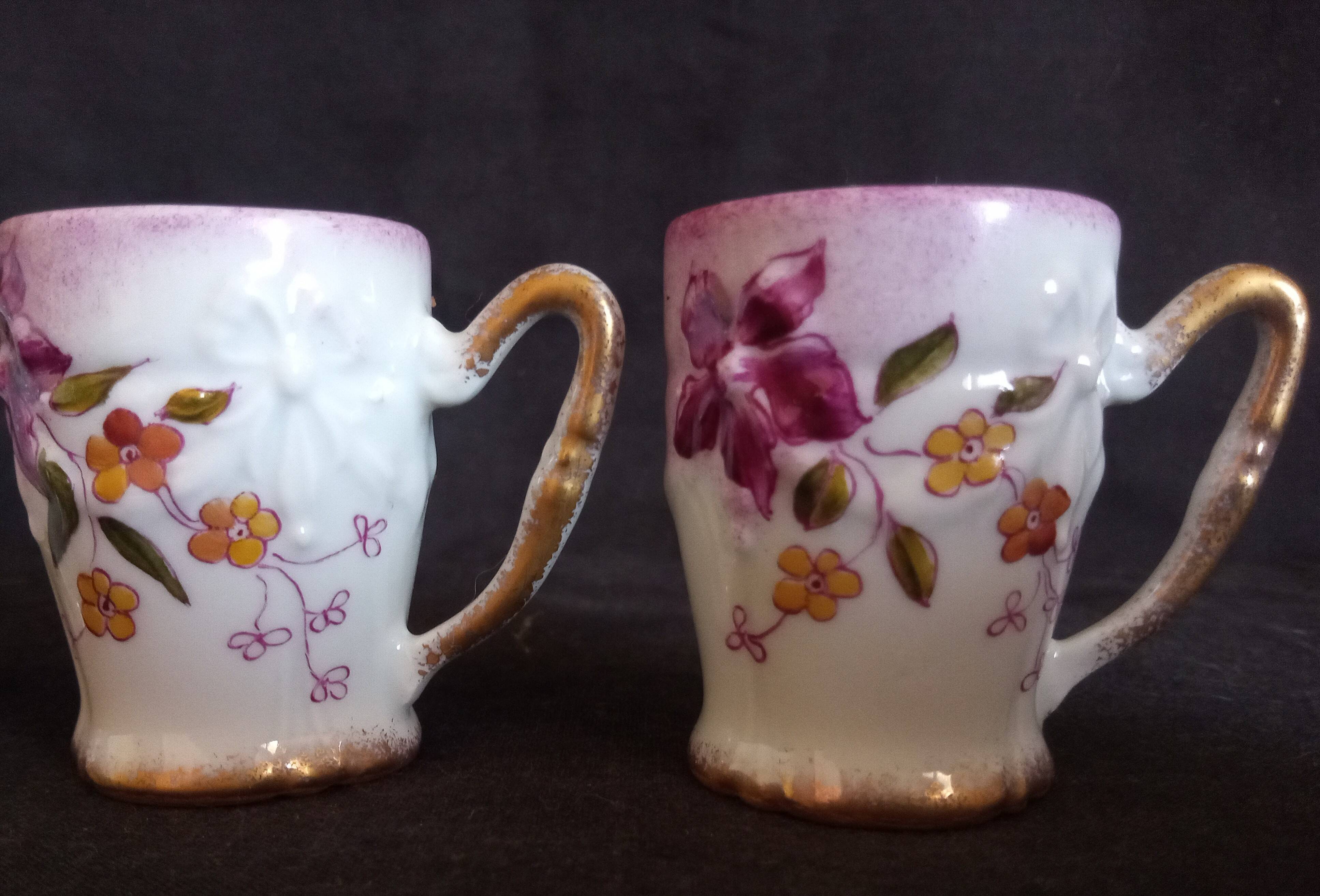 Spirits service for 4 people (6 pieces) in Paris porcelain, signed and numbered