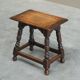 Rustic stool or side table in turned and carved solid oak, 19th century.