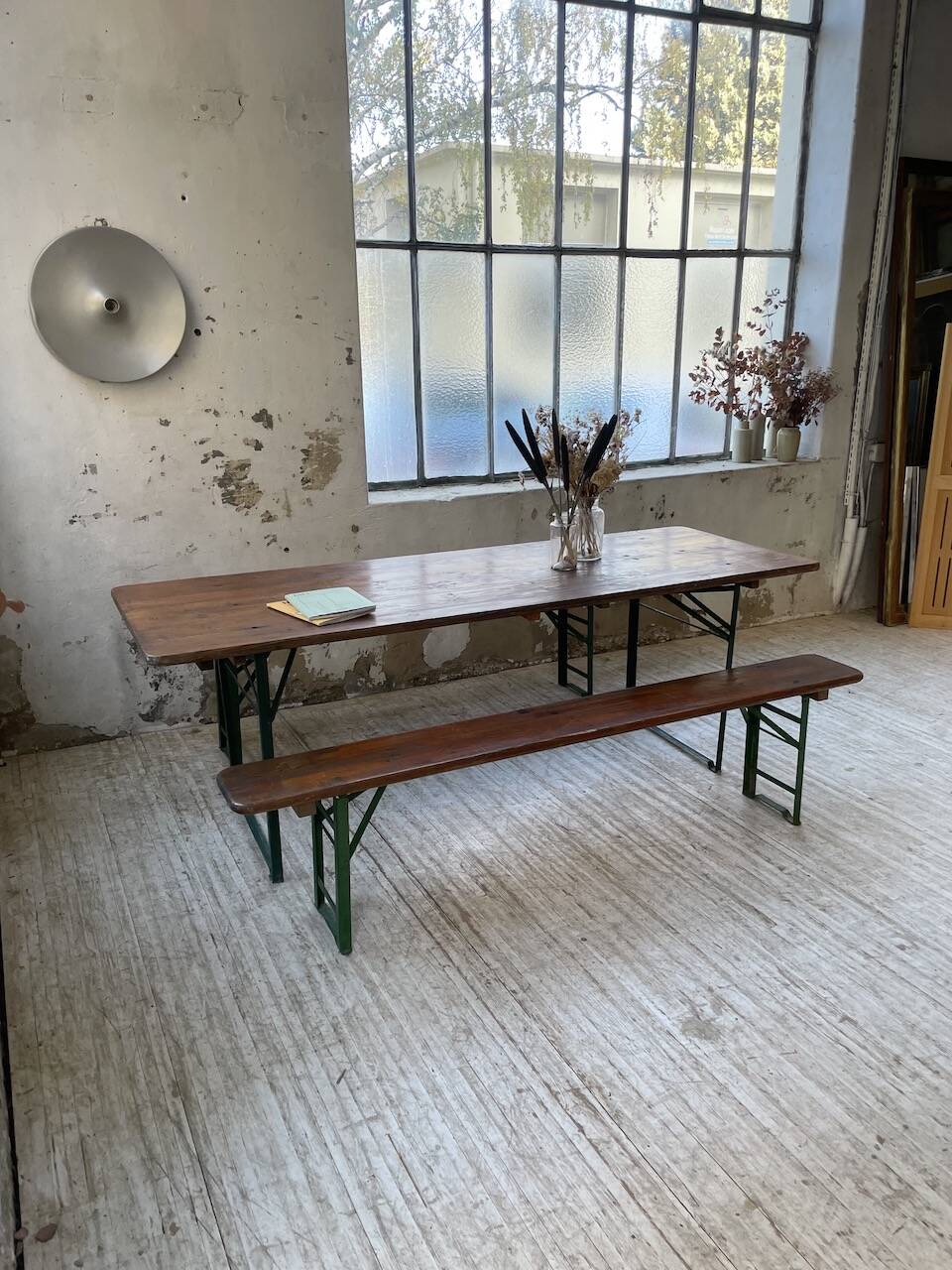 Guinguette table and its 2 benches