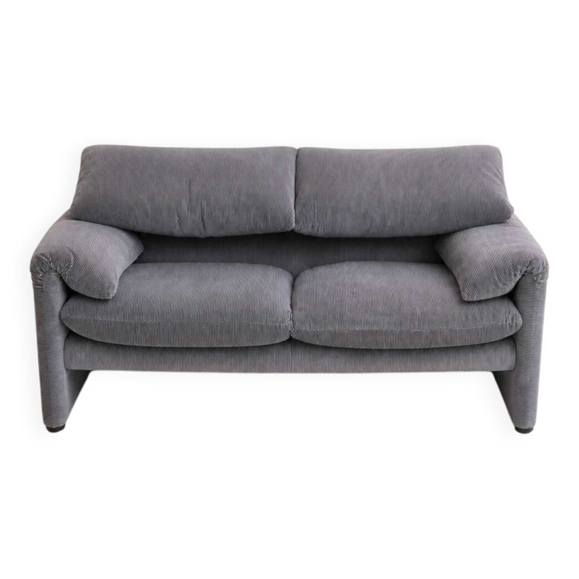 Canapé 2 places Maralunga bleu violet par Vico Magistretti, édition Cassina