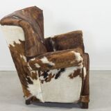 Fauteuil art déco en peau de vache